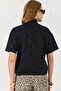 Women's Turtleneck Short Sleeve Modal Tshirt Black - 5