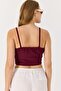 Knitted Crop Blouse with Rope Straps Burgundy - 4