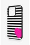 iPhone 14 Pro Compatible Striped Heart Pattern Silicone Case - 4