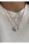 3-Piece Silver Red String Charm Women's Necklace Combination Set
