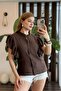 Blouse with Ruffle Detail on the Shoulders, Brown