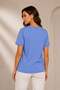 Women's Stone Detailed Crew Neck Oversize Tshirt Blue - 2