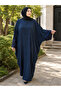 Oversized Robe Dress with Detailed Sleeves, Made from Melange Fabric, Suitable for Sizes 46-60. - 5