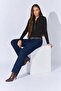 Women's Black Shirt Collar Deep Zipper Long Sleeve Camisole Bodysuit - 2