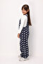 Navy Blue Star Patterned Girls' Salopet with Pocket Detail - Nomi - 2