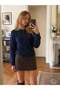 Jodie Crew Neck Buttoned Knitwear Cardigan Women's Dark Blue - 3