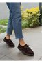 Brown Suede Leather Lace-Up Women's Casual Shoes