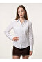 Women's White Shirt Padded Poplin Cuffed Oversize Stylish Shirt - 3