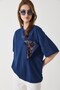 Women's Pocket Detailed Relaxed Fit Tshirt Navy Blue - 3