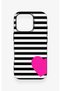 iPhone 16 Pro Compatible Striped Heart Pattern Silicone Case - 3