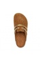 Mc401-Sue Tan Genuine Suede Leather Modular Velcro Striped Unisex Orthopedic Sabo Slippers - 4