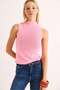 Women's Stand Collar Sleeveless Blouse Pink - 3