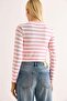 Women's Stripe Patterned Crop Blouse Pink - 5