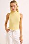 Women's Stand Collar Sleeveless Blouse Yellow - 2