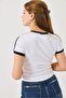 Crew Neck Printed Crop Tshirt White - 4