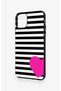 iPhone 11 Pro Max Compatible Striped Heart Pattern Silicone Case - 3