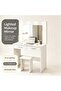 Dressing Table Vanity Table with Chair，Makeup Vanity Table with Drawers，Multifunction Modern Design Dressing Table Study Table Large Storage Workstation With Side Cabinet for Bedroom Dressing Room - 5