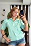 Women's Padded Polo Collar Tshirt Green - 2