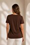 Women's V-Neck Relaxed Fit Tshirt Brown - 2