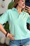 Women's Padded Polo Collar Tshirt Green - 3