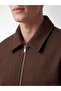 Ozmarka New Season Brown Regular Fit Shirt Collar Men's Cashmere Coat - 3