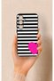 Samsung S24Fe Compatible Striped Heart Patterned Silicone Case
