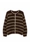 Maggie Crew Neck Striped Buttoned Knitwear Cardigan Women's Brown - Green