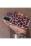 Samsung Galaxy A17 4G/5G Compatible Pink Back Black Leopard Pattern Acrylic Back Silicone Edge Phone Case - 3