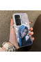 Samsung Galaxy S24 Plus Compatible Blue Haired Anime Girl Patterned Acrylic Back Silicone Edge Phone Case - 2