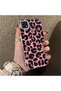 Oppo A15/A15S Compatible Pink Back Black Leopard Pattern Acrylic Back Silicone Edge Phone Case - 2