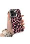 Oppo Reno14 Pro Compatible Pink Back Black Leopard Pattern Acrylic Back Silicone Edge Phone Case