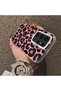 Samsung Galaxy S23 Ultra Compatible Pink Back Black Leopard Pattern Acrylic Back Silicone Edge Phone Case - 4