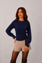 Women's Drawstring Detailed Tie-Up Long Sleeve Blouse 220 - 4