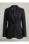 Side Belt Detailed Single Button Double Breasted Collar Stylish Blazer Jacket 4169 - 6