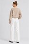 White Wide Leg Palazzo Pants with Side Pockets High Waist Stretch Fabric Trousers - 5