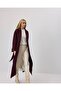 Belted Double-Breasted Cashmere Coat Burgundy - 2