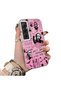 Realme C65 4g Compatible Pink Horror Movie Mask Patterned Acrylic Back Silicone Edge Phone Case