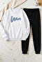 Unisex W Signature Design Printed Crew Neck Sweatshirt - 2-Piece Tracksuit Set
