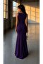 Purple Square Collar Stone Printed Strap Crepe Evening Dress 583425 - 4