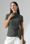 Women's Micro Digital Polka Dot Blouse with Tie Detail