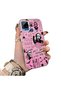 Realme C15/C25/C25S Compatible Pink Horror Movie Mask Patterned Acrylic Back Silicone Edge Phone Case