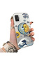 Samsung Galaxy A51 4g Compatible Sun-Moon Eye and Wave Butterfly Pattern Acrylic Back Silicone Edge Phone Case