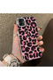 Samsung Galaxy A03/A04E/A04 Compatible Pink Back Black Leopard Pattern Acrylic Back Silicone Edge Phone Case - 2