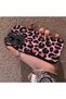 Xiaomi Poco C65 Compatible Pink Back Black Leopard Pattern Acrylic Back Silicone Edge Phone Case - 3