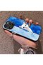 Cute White Cat Pattern Acrylic Back Silicone Edge Phone Case Compatible with iPhone 16 Pro Max - 3