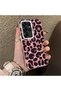 Samsung Galaxy S25 Ultra Compatible Pink Back Black Leopard Pattern Acrylic Back Silicone Edge Phone Case - 2