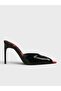 Women's summer 11cm thin heeled slippers - 574 0642-26 - black patent leather