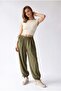 4965 Women's Elastic Waist Lace-Up Shalwar Trousers Khaki - 2