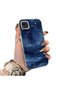Realme C20/C20A Compatible Navy Blue Watercolor Mountain-Star Art Pattern Acrylic Back Silicone Edge Phone Case