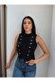 Gold Buttoned Vest Blouse - 6